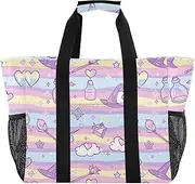 [sanluoli] Tote Foldable Beach Bags Waterproof Canvas Laundry Bag Tote, Witch Potion Cartoon, 1 size