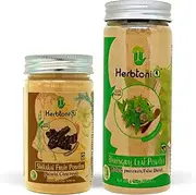 HerbtoniQ 100% Natural Shikakai Fruit Powder (Acacia Concinna) 125g And Bhringraj Leaf Powder (Eclipta Prostrate/false Daisy) 150g For Hair Pack