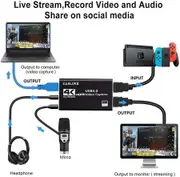 USB 3.0 HDMI 4K Audio/Video Capture Card for Game Recording, Live Streaming, Broadcasting, and Video Conferencing