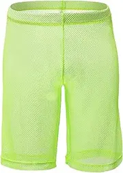 [JEShifangjiusu] Men'S See Through Sexy Mesh Boxer Briefs Loose Shorts Pants Erotic Clubwear Fishnet Button Removable Pouch