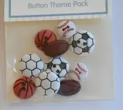 Sports / Flat Back Craft Buttons / Buttons Galore / Soccer ~ Football ~ Baseball