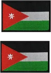 Uijokdef 2 PCS Jordan Flag Patches Hook and Loop Fastener Embroidered Tactical Military National Jordan Patch (Jordan)
