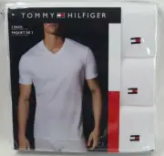 Tommy Hilfiger 3 pack White Classic V-Neck T-shirts Tee NWT