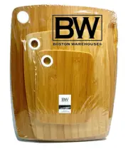 Boston Warehouse Set 3 Wood Cutting Boards S, M, L -Reinforced Holes for Hanging