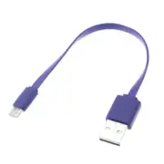 MicroUSB Short USB Cable Purple Charger Cord Power Wire Flat for SmartPhones
