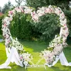 Large Double Pole Heart Shape Wedding Arches Metal Backdrop Stand Antirust Arbor