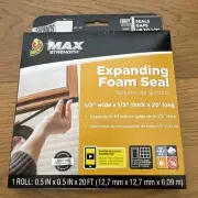 Duck Max Strength Expanding Foam Seal, 1/2" Wide x 1/2" Thick x 20' Long