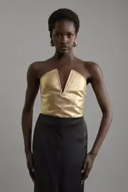 Figure Form Bandage Sharp V Neck Knit Crop Top