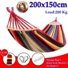 Outdoor Canvas Hammock Portable Thickened Anti-Rollover 2 Persons Striped Hammoc