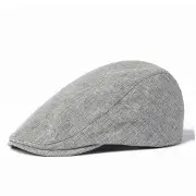Collrown Cotton Linen Beret Men's Simple Vintage Forward Cap Casual Daily Flat Hats Solid Color Cabbie Driving Cap Outdo