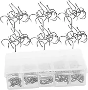 PENIKOKO 5 Sets Carbon Steel Barbed Fishing Hooks with Portable Plastic Box Durable Tackle Kit for Freshwater and Seawater Fishing for Bass Trout and Catfish