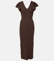 [Altuzarra] Altuzarra Trey ruffled ribbed-knit gown AU 16 brown