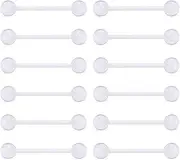 [D.Bella] 12Pcs 14G Clear Bioflex Flexible Acrylic Straight Tongue Rings Barbells Nipple Ring Retainer Piercing 12mm 14mm 16mm 19mm
