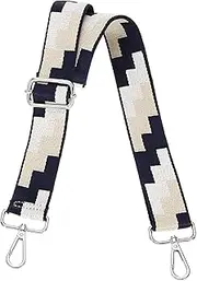 [uxcell] Purse Straps Replacement Crossbody, 1.5 Inch Wide Shoulder Bag Strap Adjustable Canvas Straps for Handbag Wallet Clutch Bags with Silver Buckle, White-Black-Brown Blocks