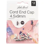 John Bead Cord End Cap 4.5x9mm 12/Pkg-Silver