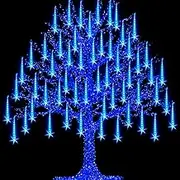 Christmas Meteor Shower Rain Lights - 25 Tube, 600 LED Waterproof Icicle Snow Fall String Lights for Party, Tree, Home, Patio, Outdoor Decoration (Blue)