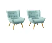 Oikiture 2x Armchair Fabric Blue