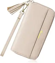 [Travelambo] Womens Wallet Tassel Bifold Ladies Cluth Wristlet Wrist strap Long Purse