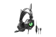 Over Ear E-sports Headphones Wired Gaming Headset RGB Flash Light with Microphone-Green