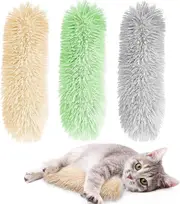 Cat toys for indoor cats: 3 soft and resistant pillow toys - interactive kicker & chew toy (green)
