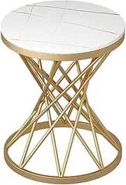 Exquisite Marble Coffee Table, Metal Round Side Table Living Room Bedroom Hotel Bedside Table Indoor Corner Table，50 * 50 * 60CM(Size:50 * 50 * 60CM,Color:C)