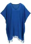BeautyBatik Teal blue Womens Tunic Blouse Kaftan V neck Top Plus Size 3X 4X