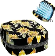 Period Bag,Sanitary Napkin Storage Bag,Watercolor Sunflowers,Tampon Holder for Purse