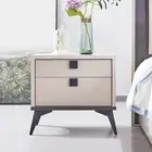 Bedside Table with 2 Storage Drawers MDF Combination of Champagne and Black