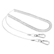 9.8ft Fishing Lanyard Heavy Spring Extension Cord with Metal Clip, Clear