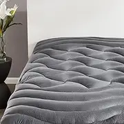 SLEEP ZONE King Size Cooling Mattress Pad, Premium Zoned Quilted Fitted Mattress Topper, Elastic Mattress Protector Cover, Machine Wash Durable, Deep Pocket 8-21 inch (Grey)