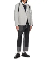 deconstructed-design twill straight-leg trousers 3 medium gray