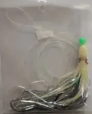 40 Inch Leader With Two 5/0 Hooks And White Octopus Skirt