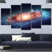 Outer Space Galaxy Stars & Universe Framed 5 Piece Canvas Wall Art