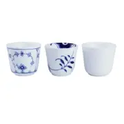 NEW IN BOX! Royal Copenhagen Blue Fluted/Mega History Mix Set of 3 Thermal Cups