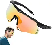 wiroouia Motorcycle Goggles for Men - High-Definition Film, UV400 Protection Polarized Sunglasses Anti-Glare Lens - Fashion Eyewear, Anti-Slip Sports Goggles for Cycling, Running, Hiking, Baseball