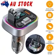 Bluetooth 5.1 Car Wireless FM Transmitter Adapter 2USB PD Charger AUX HandsFree
