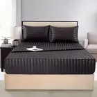 Satin-Silk Sheets California King Size Bed Set, Black Soft Cooling Deep Pocket C