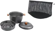 Perfeclan Camping Soup Pot with Steamer Cookware Compact with Mesh Bag Cooking Pot Utensils for Traveling Hiking Fishing Picnic Kitchen