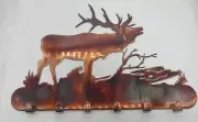 Elk in the Woods Key Rack 12" x 8" Copper and Bronzed Plated