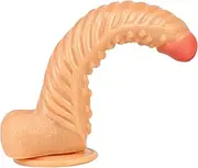 Dildo with strong suction cup 27 cm silicone giant dildo thread particles anal dildo BDSM sex toy for women men(Flesh)