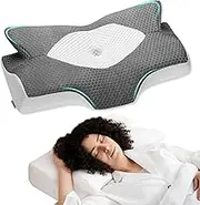 Elviros New Version Memory Foam Pilllow for Neck Support, Orthopedic Ergonomic Cervical Pillow for Relief Neck and Shoulder Pain, Groove Bed Pillow for Side, Back and Stomach Sleepers, Cooling Cover