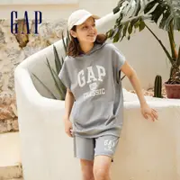 在飛比找蝦皮商城優惠-Gap 男女同款 Logo無袖帽T 厚磅密織水洗棉系列-灰色