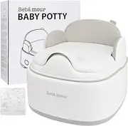 Bebamour Potty Training Toilet 3 in 1 Multi-Functional Potty Seat Detachable Baby Potty Step Stool Anti-Slip Stable Potty Training Toilet with 100 Pack Trash Bags for Baby Toddler Kids(Coffee)