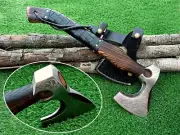 Custom Handmade Carbon Steel Viking Axe Bearded Axe With Rose Wood Handle