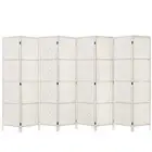 NNEDSZ 8 Panels Room Divider Screen Privacy Rattan Timber Fold Woven Stand White
