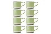 8PK Mikasa 320ml Textured Ombre Coffee Mug Cup Stoneware Drinkware w Handle GRN