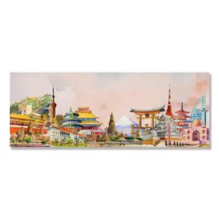 【24mama 掛畫】單聯式 油畫布 日本 亞洲 城市建築 迪拜 富士山 繪畫 泰國 無框畫-80x30cm(世界著名地標)