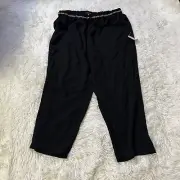 New Look Drawstring Elastic Waist Accent Dress Pant Wide Leg Casual Black 2XL
