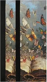 [Yoogain] Retro Butterfly Oil Painting Refrigerator Door Handle Covers 18" X 54" Proctective Appliance Covers Sets Kitchen Appliance Decor Off Stains Fingerprint for Oven