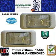 2 X LARGE SERIES WHITE LED MARKER LIGHTS LAMPS WITH WHITE SURROUNDS BODY (2PCS)
